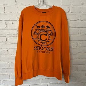 Crooks & Castles Men's Orange Crew‎ Neck Sweatshirt Size XL Tall